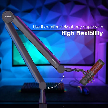 IXTECH Premium Microphone Boom Arm with Desk Mount, 360° Rotatable, Fully Adjustable, for Podcast, Video, Gaming, Radio, Studio, Recording, Sturdy and Universal VALIANT Model