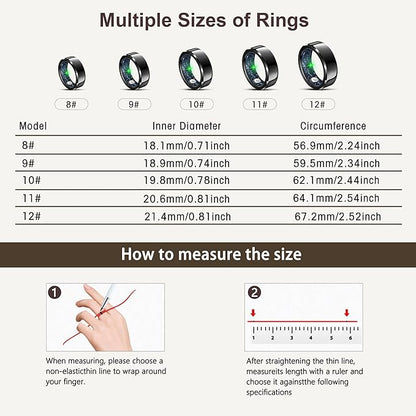 RIFESI Smart Ring for Women Men, Fashion Minimalist Fitness Ring & Sleep Tracker Ring with Heart Rate, Blood Pressure,5ATM Waterproof Health Ring,Gifts for Women Men Gift,No Subscription (9,Black)