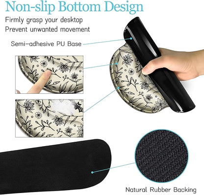 LIMKRIAN Goth Bat Mouse Pad Set Large Desk Mat for Desktop, Ergonomic Mouse Pad with Wrist Rest for Gaming, Keyboard Mat Wrist Support Cup Coaster Set, Gothic Office Desk Accessories Decor Supplies