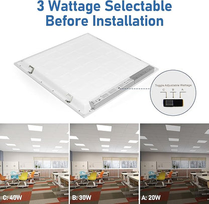 CycevSun 4-Pack 2x2 LED Flat Panel Light Drop Ceiling, 0-10V Dimmable, 40W, 4400LM, 3CCT 3000K/4000K/5000K Selectable, 100-277V, ETL Listed, 5-Year Service