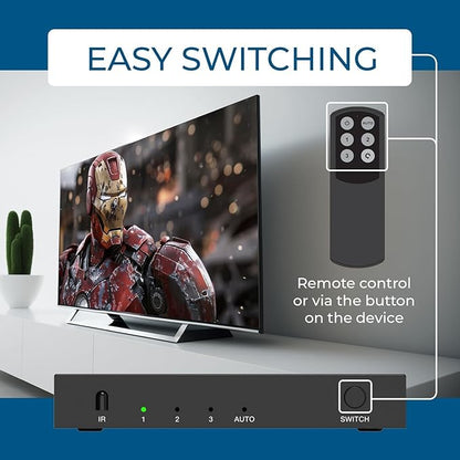 OREI HDMI Switch with Remote – 4K@120Hz 4:4:4 or 8K@60 4:2:0 HDMI Switcher – HDR10+, Dolby Vision, VRR, ALLM, CEC – HDMI Switch Perfect for PS5/Xbox, Blu-ray Players, Fire TV