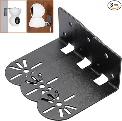 Sumnacon 3PCS Wall Mount Camera Shelf- Metal Small Wall Shelf with Adhesive,Universal Small Floating Shelf for Security Cameras, Speakers,Black