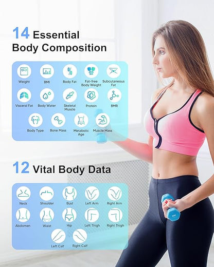 arboleaf Smart Scale and Tape Measure, Body Fat Measuring Tape and Smart Scale for Body Weight, Digital Bluetooth Weighing Machine, Circumference Analyzer, App Sync, 400lbs, 11"