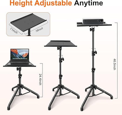 GrowDaily Projector Stand,Projector Laptop Stand Tripod Laptop Tripod Stand Height 24.4" To 46" Laptop Floor Stand For Dj Equipment, Outdoor Movies, Office, Home, Stage Or Studio (Black)