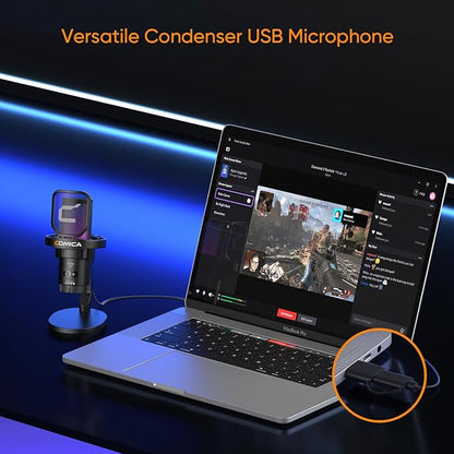 COMICA EJoy Uni USB Gaming Microphone for PC, PS4, PS5, and Mac, RGB Computer Mic for, Twitch/Streaming/Podcasting/YouTube/Recording, Noise Cancellation Mic with Mute, Gain, Monitoring