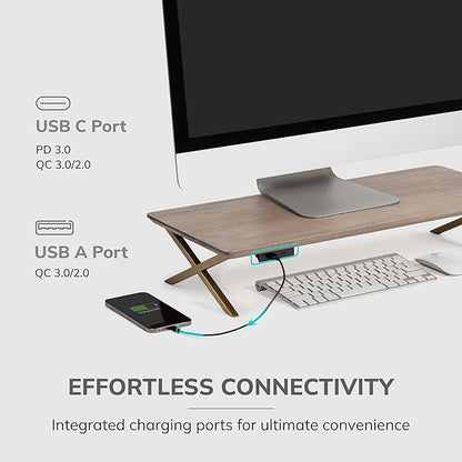 Anji Mountain Monitor Stand - Desktop Organizer & Laptop Riser, Ergonomic Monitor Riser, Space-Saving Monitor Stand for Desk, Durable Construction, Easy Assembly, Ideal for Home & Office,Biscotti