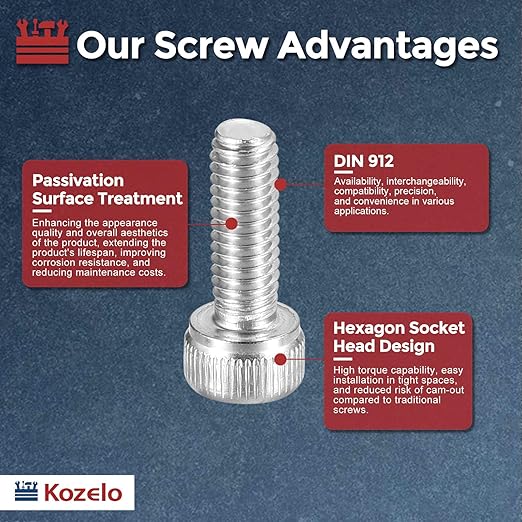 Kozelo 50pcs Socket Head Cap Screws - [M4-0.7 x 14mm] 304 Stainless Steel Allen Socket Drive for Electrical Motor 3D Printing Fan Engine Replacement Use, Silver