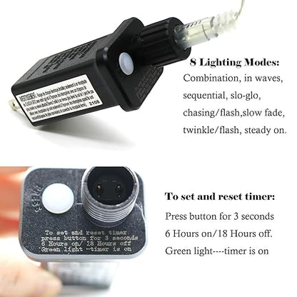 2 PCS 8 Mode Light LED Transformer 30V LED Controller Class 2 Power Supply,Transformer US Plug Adapter Replacement for String Light, not Fit 8 Mode with Control Box and 1 Mode String Light