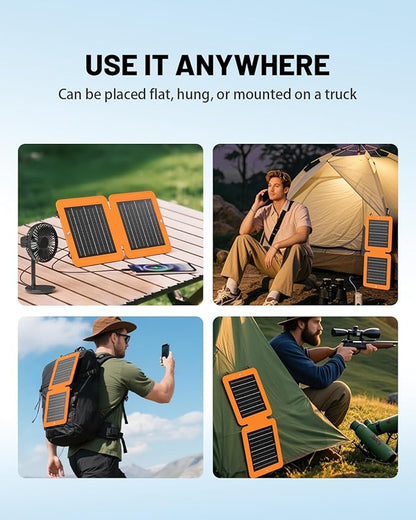 SOLUPUP Solar Panels, 10W Small Solar Charger with 5V USB-A and USB-C Fast Charging IPX5 Waterproof Foldable Portable Solar Panel for Camping, Hiking Compatible with iPhone, iPad, Power Banks