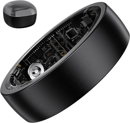 S SECRETTOP Smart Ring for Men Women, Health Fitness Tracker Ring with Sleep Tracker, Heart Rate, SpO2, Step Counter for iOS and Android, IP68 Waterproof (Black 13)