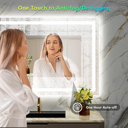 YEELAIT 40x36 Inch RGB LED Bathroom Mirror Front Light and RGB Backlit Lighted Vanity Mirror for Bathroom Wall Mounted Dimmable Anti Fog Memory Shatter-Proof IP54 Waterproof Horizontal/Vertical