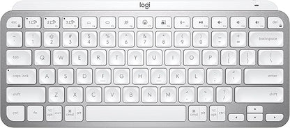 Logitech MX Keys Mini Minimalist Wireless Illuminated Keyboard, Compact, Bluetooth, Backlit, USB-C, Compatible with Apple macOS, iOS, Windows, Linux, Android, Metal Build - Pale Gray