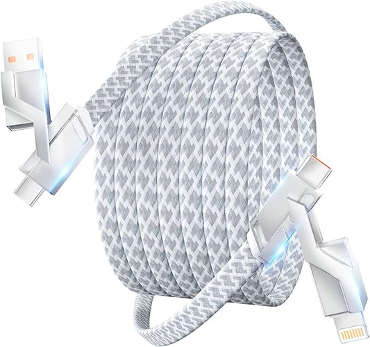 66W 4 in 1 Charging Cable,Fast Multi Charging Cable 5FT,USB C Cable Fast Charge&Data Transfer, Type C 66W 27W PD Multiple Charger Cord for iPhone16/15/14/13 Series/Phones/Pads/Laptop and More-Silver