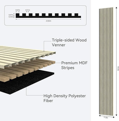 Premium Acoustic Wood Slat Wall Panels – Noise-Reducing Sound Absorption Panels for Home Theater, Studio & Office | Modern Decorative Slat Walling for Echo Control | Eco-Friendly & Easy to Install