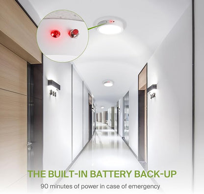ASD LED 9" Round Flush Mount Ceiling Light Fixture, Low Profile Surface Lighting | 5CCT, Dimmable, Battery Backup, ETL Listed | 18W 1600LM 2700-6000K 120V | Kitchen, Bedroom, Hallway Lamp | White