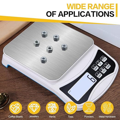 Digital Lab Scale 5000g x 0.1g LCD Display Analytical Balance Jewelry Scale with Charging Precision Electronic Scale Scientific Scale 0.1g Accuracy for Laboratory Kitchen Measurement