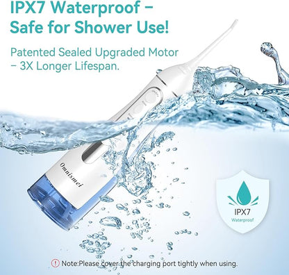Water Dental Flossers for Teeth, 300ML Cordless Portable Electric Water Flosser, 4 Modes Oral Irrigator, Waterproof Rechargeable Water Floss for Deep Cleaning, Plaque Remover,Braces Home Travel Use