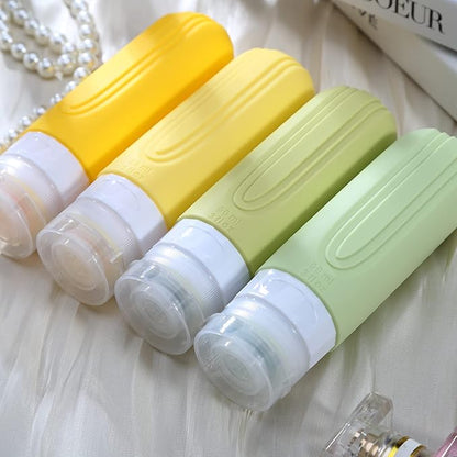 Travel Bottles for Toiletries, Tsa Approved 3oz Travel Size Containers BPA Free Leak Proof Refillable Liquid Silicone Squeezable Travel Accessories for Shampoo Conditioner Lotion (4 Pack)