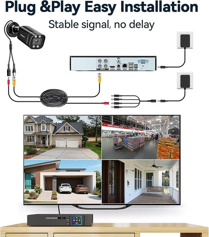 VORGUT Wired Security Camera System Outdoor, 4pcs Surveillance CCTV Bullet Cameras for Home Security, 4CH AHD TVI 5MP Lite DVR Recorder with 500G HDD, Motion Detection, Night Vision, Waterproof