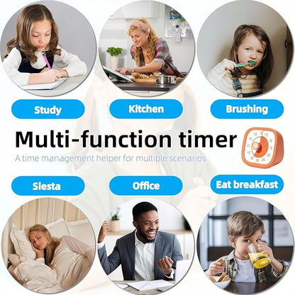 Visual Timer for Kids - 60 Minute Visual Kids Timer for Classroom Home Office, Countdown Timer for Cooking Teaching Working Meeting (Orange)