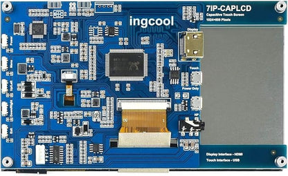 Ingcool 7 inch HDMI LCD 1024x600 Resolution Capacitive Touch Screen IPS Display Module Compatible with Raspberry Pi 4 3 2 1 B B+ A+,Jetson Nano,Support Software Resolution (up to 1920×1080)