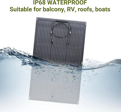 ALLPOWERS SF100 100W Flexible Solar Panel,Ultra-Thin 3mm Bendable Monocrystalline Solar Charger,25% Efficiency IP68 Waterproof for RV Roof,Camping,Marine Use,Compatible