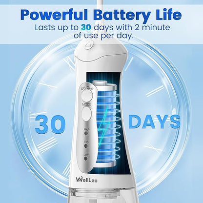 WellLeo Water Flossers for Teeth, Portable Oral Irrigator Rechargeable Water Dental Flosser Pick with High Pressure 5 Jet Tips, IPX7 Travel Water Flossing for Brace Teeth Cleaner Gum Care