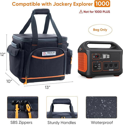 FRECOLSH Travel Carrying Case Compatible with Jackery Explorer 1000, Portable Power Station Storage Case with Water- proof Bottom and Pocket for Jackery Accessories Solar Generator Storage Bag Only