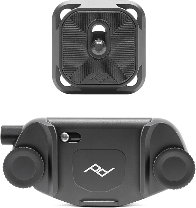 Peak Design Capture Camera Clip V3, Black with Plate, Holds DSLR, Compact and Point and Shoot Bodies, Secure, Stable and Accessible, Attaches to Straps and Belts, Quick Release, 200 lb Capacity