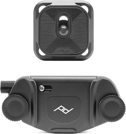 Peak Design Capture Camera Clip V3, Black with Plate, Holds DSLR, Compact and Point and Shoot Bodies, Secure, Stable and Accessible, Attaches to Straps and Belts, Quick Release, 200 lb Capacity