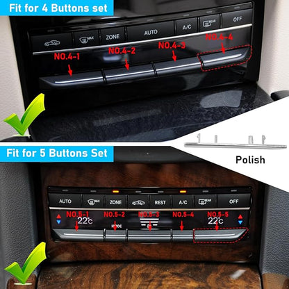 Jaronx Compatible with Mercedes Benz AC Button Trim E Class W212, Air Conditioning Climate Control Button Chrome Trim for E Class W212 E63 AMG E250 E350 E400 E550 2010-2017 (Polished)