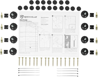 Rockville RHT28C 28" 2-Tone Bookshelf Speaker Stands Surround Sound Home Theater