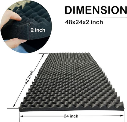 KTOESHEO 4 PCS Acoustic Panels,48''X24''X2'' Egg Crate Foam Soundproof Foam Wall Panels,High Density Fireproof Noise Cancelling Foam Studio Foam Panel,Noise (Black)