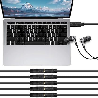 MEIRIYFA 3.5mm Headset Splitter Cable 1/8" 4-Pole/3-Rings TRRS 1 Female to 5 Male Stereo Jack Audio AUX Headphone Splitter Cable 1 Input 5 Output Headphone Headset Extender Cord-50CM