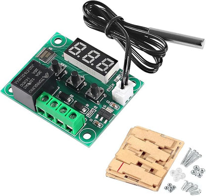 AEDIKO W1209 DC 12V Digital Temperature Controller Board Blue Digital Display Thermostat -50-110°C Electronic Temperature Temp Control Module Switch with Waterproof Case (1pc Red)
