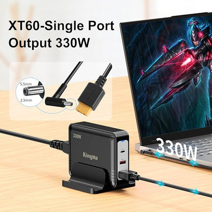 ASUS 330W GaN Gaming Laptop Charger with 55/25mm Cable, PD 3.0 (20V/16.5A) 3-Port Fast Charging Adapter Compatible with FX50/FX53/ZX50/K550/N550/A550/N551/FX63 for ASUS TUF Gaming & ROG Strix Laptops