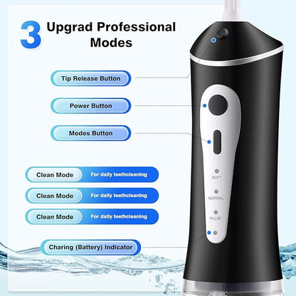 ZUAMEGURechargeable Water Flosser for Teeth Cleaning - Designed for Teeth, Portable Oral Irrigator, IPX7 Waterproof, Includes 5 Professional Tips - Ideal for Daily Oral Care and Family Travel Use