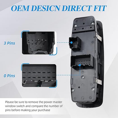 WUANGKI Power Window Door Master Control Switch | Front Driver Side | 3+0 Pins | Compatible with 2008-2009 Dodge Grand Caravan, 2008-2009 Chrysler Town, Country | OE# 4602535AE | Window Buttons