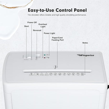 Low Noise 40dB Paper Shredder for Home, 10-Sheet Cross Cut, CD/Credit Card Shredder, 2.6 Gallons Wastebasket, P-4 High Security, White