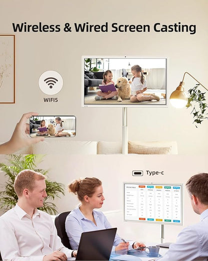 KTC 27 Inch Portable TV Monitor - 1080P Touch Screen Gaming Computer Monitor, 60Hz, Bulit-in Camera, Compatible with Google TV, 4000:1 Contrast, 9500mAh Battery, Tilt/Swivel/Pivot/Height Adjustment