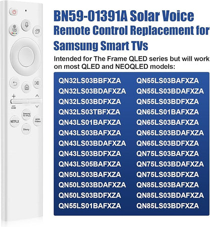 for Samsung tv Remote Solar Voice Replacement for Samsung Frame TV Remote BN59-01391A Compatible with Samsung Remote Control for Samsung Smart TVs Crystal QLED HD 4K 8K, White