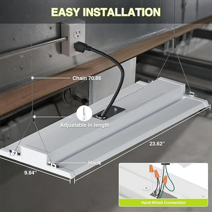 YXL LED Linear High Bay Shop Light 210W, Larger Central Lighting Area, 31500LM, 120-277V, 0-10V, 5000K, Commercial Linear High Bay Led Shop Lights for Warehouse Industrial Garage Workshops, UL