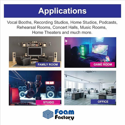Foam Factory Inc 24 Pack Color Acoustic Foam Panel Studio Soundproofing Wedge Wall Tiles 12” X 12” X 2” (Brown)