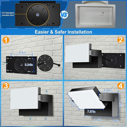 ledmo Outdoor LED Flood Lights - 60W Black 360 Adjustable Head Exterior Lighting Fixture 5000K Waterproof Wall Mount Yard Lights Switch Control Wall Lights for House,Patio,Barn,Shop,Garage 6 Pack