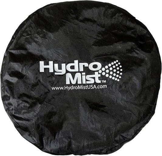HydroMist Oscillating Wall Mounted Outdoor-Rated Fan, 3-Speed Control on Cord, Alum Fan Blade, Mounting Bracket and Black Vinyl Cover Included, Quiet Running, Residential/Commercial Use, 24”, Black