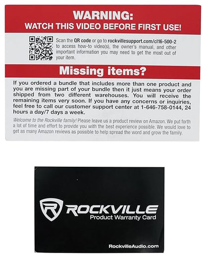 Rockville CL16-500-2 16 AWG 500ft Speaker Wire CL2 Rated In-Wall Ceiling, Oxygen-Free Copper, 70V 100V Compatible, Flexible PVC Jacket, for Home Theater and Commercial Audio
