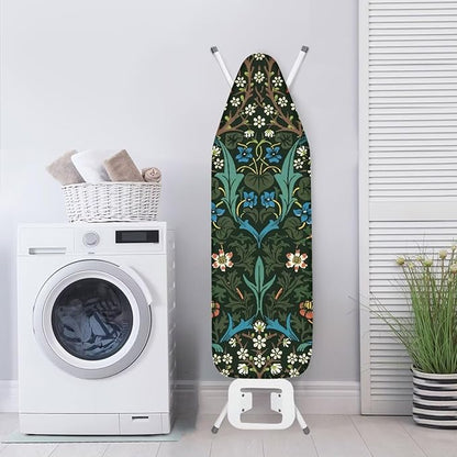 ZCFYGDX William Morris Ironing Board Cover Nylon Buckle Fastening Easy to Install Iron Decor Covers Standard with Elastic Edge Scorch Resistant Protective Covers for Iron Board 17x49 Vintage Print