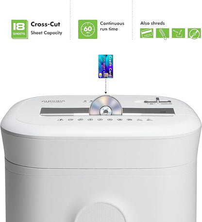 Aurora AU1802XA Anti-Jam 18-Sheet Crosscut Paper and CD/Credit Card Shredder/ 6-Gallon Pullout Basket / 60 Minutes Run Time