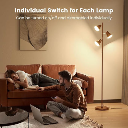 SIBRILLE 36W LED Tree Floor Lamp, Dimmable Tall Standing Lamp with Remote & Touch Control, 4 Color Temperatures Bright Floor Lamp, 3 Rotatable Light Modern Floor Lamps for Living Room Bedroom Office