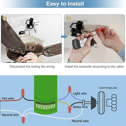 99770 Ceiling Fan Remote Control Kit Replacement for Hampton Bay Harbor Breeze 99770 99813 99815 99384 99772 99122 99123 99600,3-Speed and Light Dimmer with Wall Mount